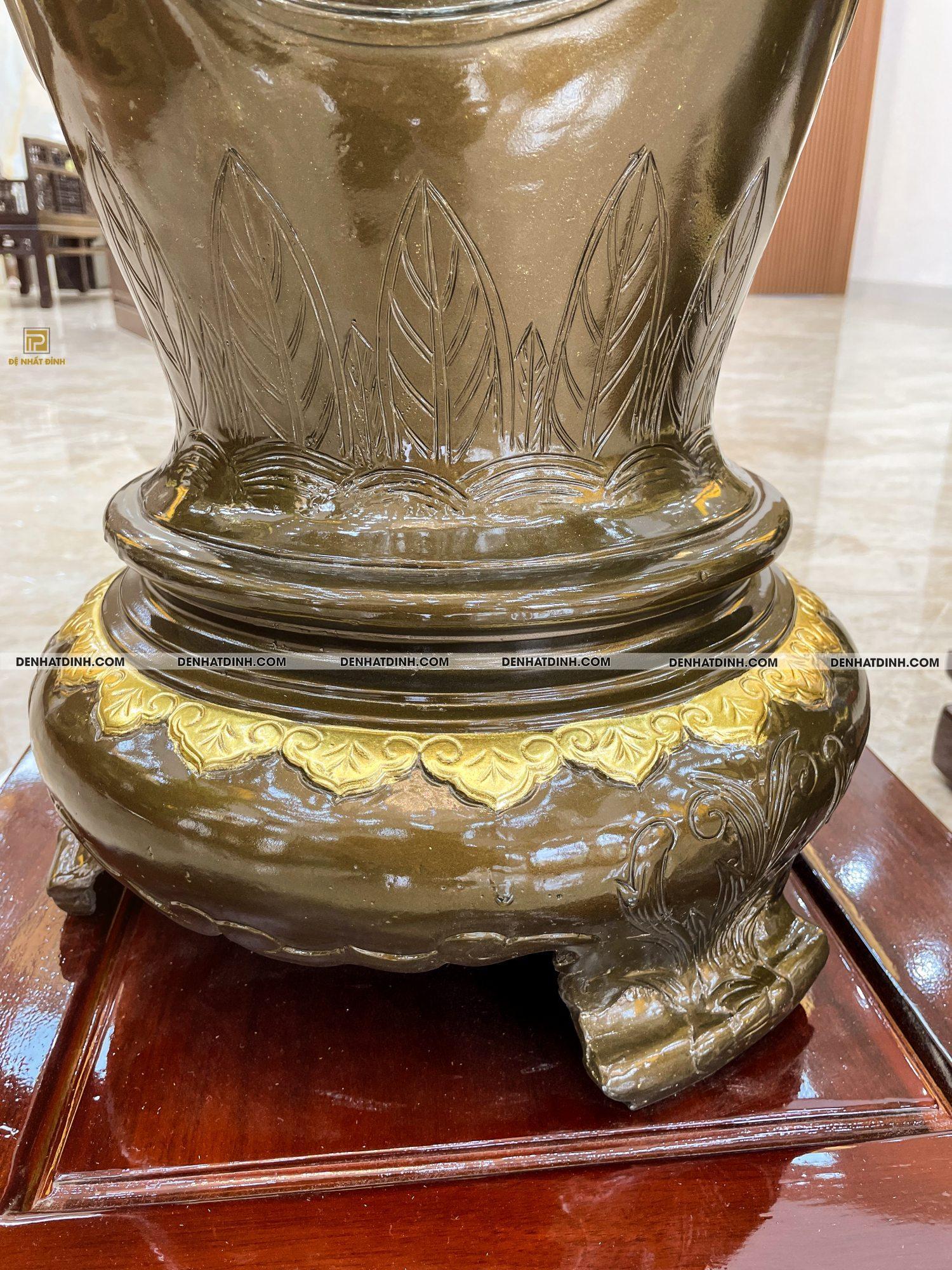 Lọ lục bình tứ quý 1m2 đồng đỏ dát vàng 24K - Ảnh 8
