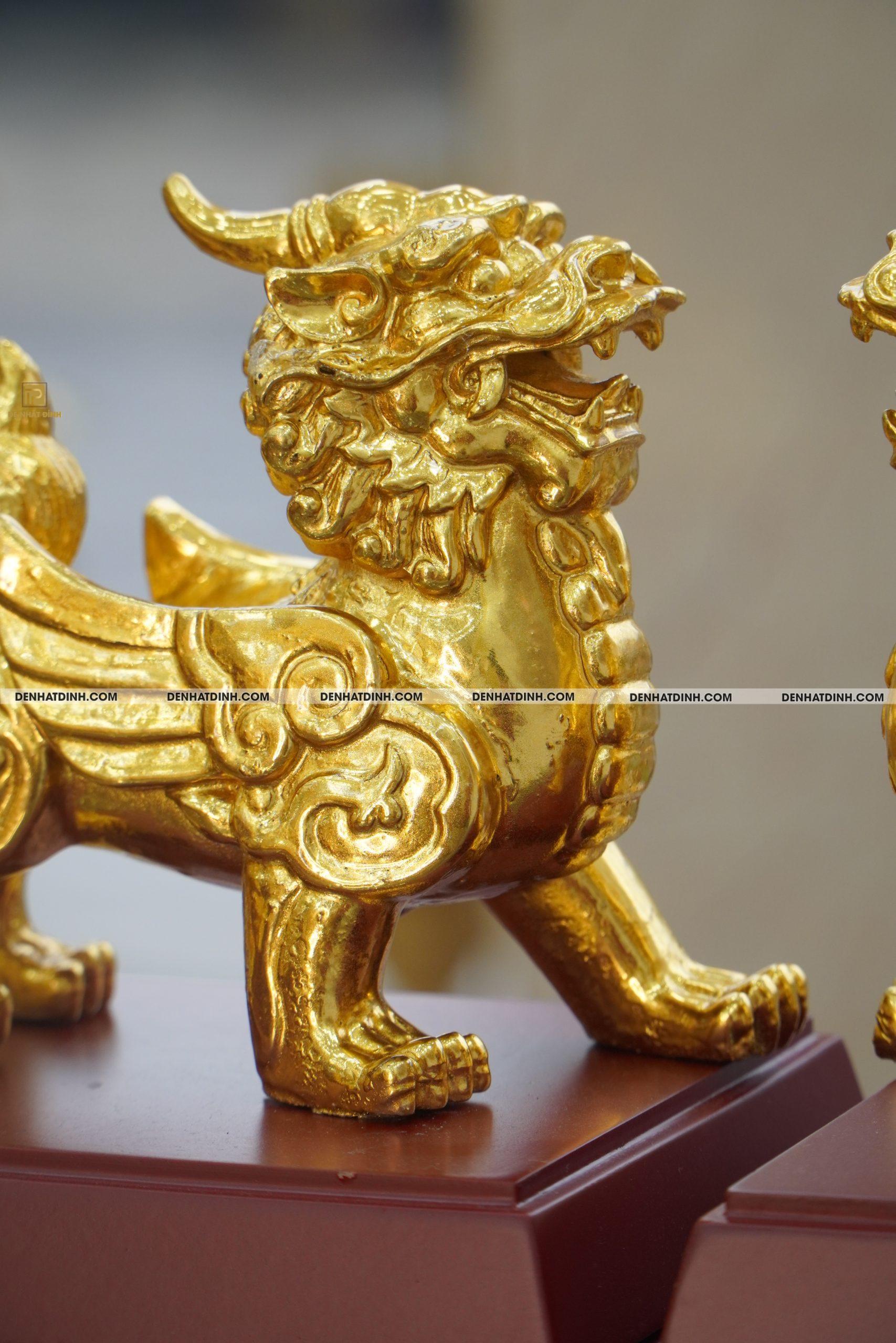 Tỳ hưu cánh bằng đồng dát vàng - Ảnh 6