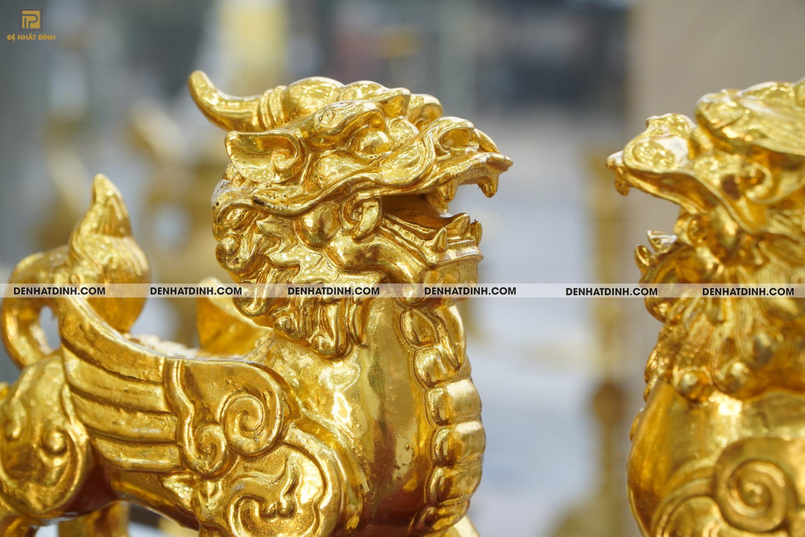 Tỳ hưu cánh bằng đồng dát vàng - Ảnh 4