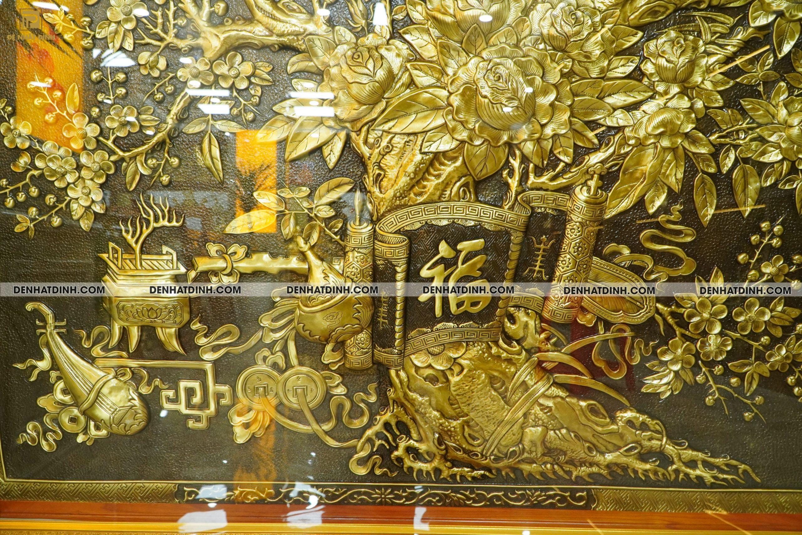 Tranh Vinh Hoa Phú Quý 1m2 x2m3 màu giả cổ hàng kỹ - Ảnh 6