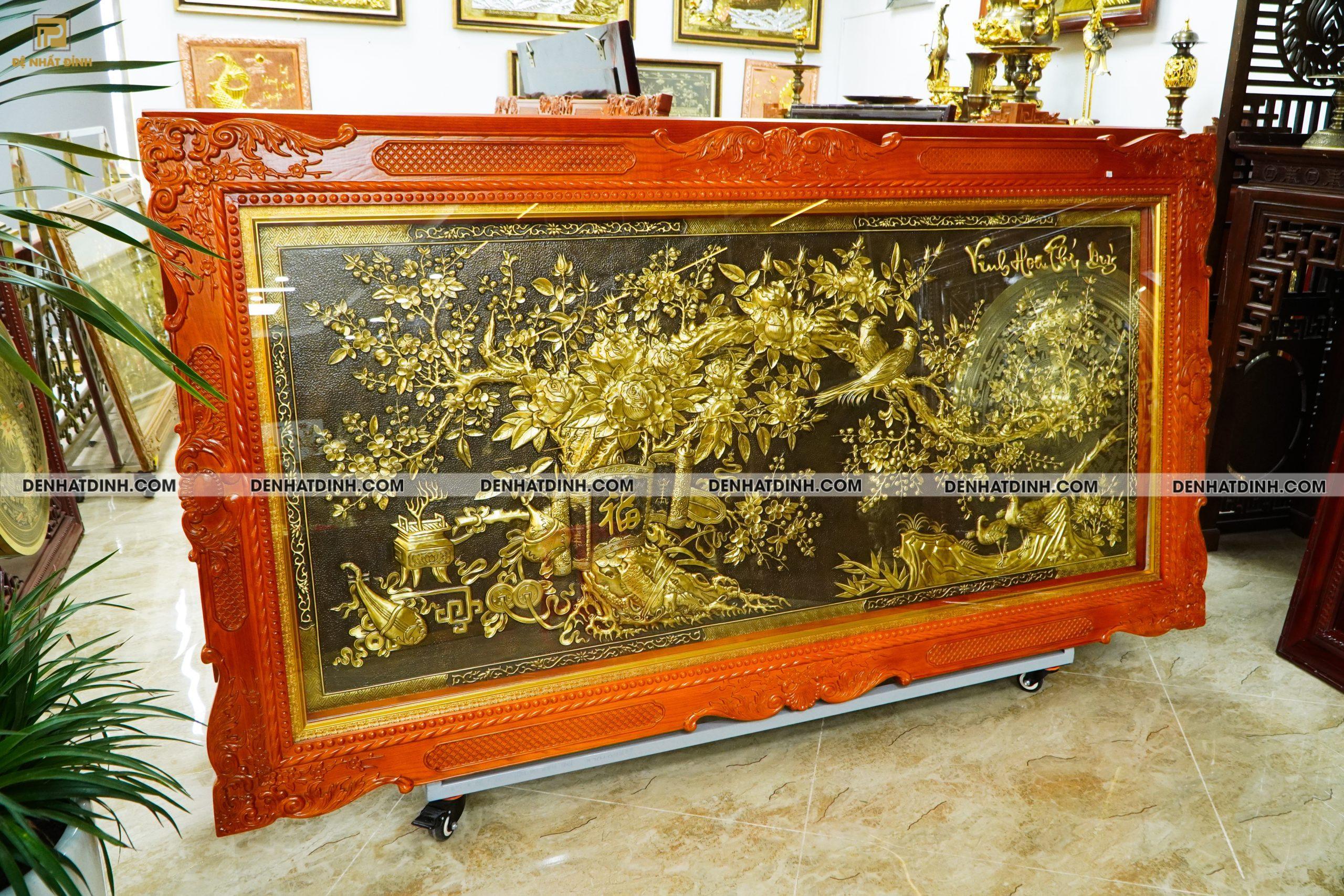 Tranh Vinh Hoa Phú Quý 1m2 x2m3 màu giả cổ hàng kỹ - Ảnh 3