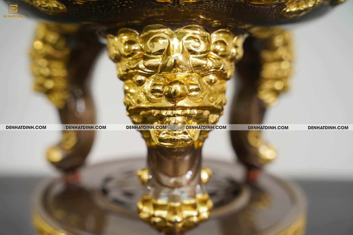 Bộ đỉnh thờ bằng đồng Ngũ sự Song Long dát vàng điểm 24k - Ảnh 7