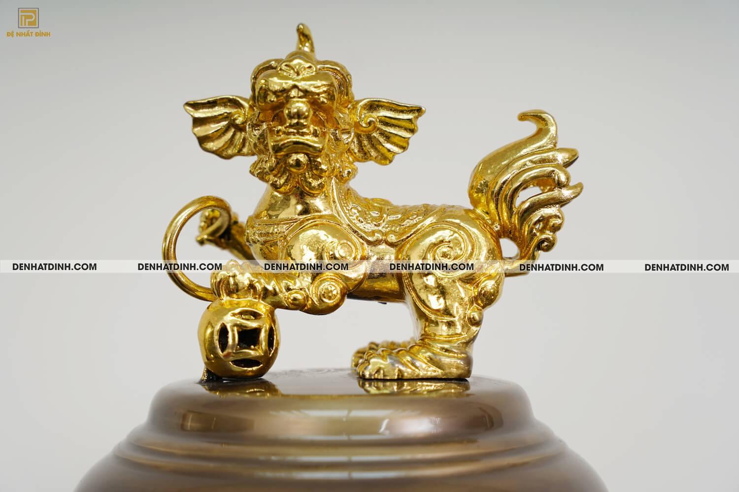 Bộ đỉnh thờ bằng đồng Ngũ sự Song Long dát vàng điểm 24k - Ảnh 4