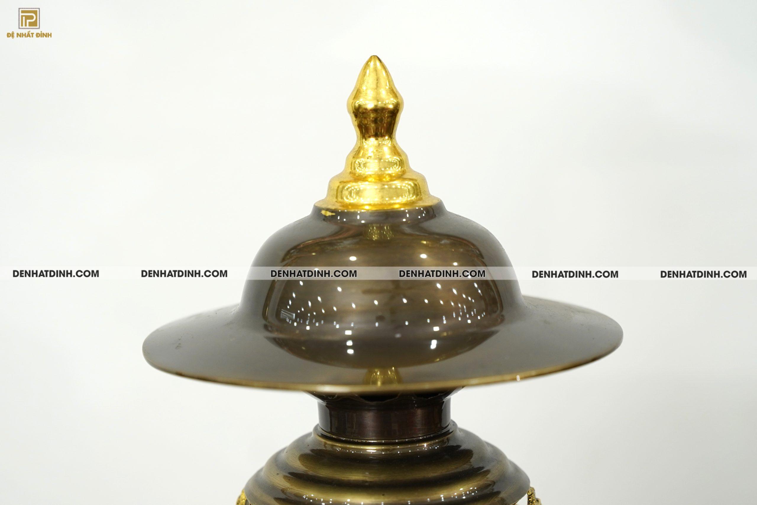 Đèn điện thờ bằng đồng dát vàng điểm kích thước cao từ 42cm 44cm 52cm 57cm - Ảnh 5