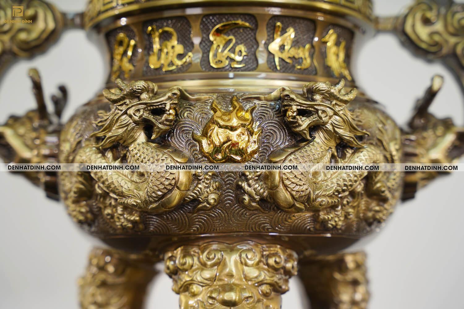 Bộ Ngũ Sự Họa Tiết Song Long Chầu Nguyệt & Nắp Cuốn Thư Cao 57cm - 65cm - Ảnh 5