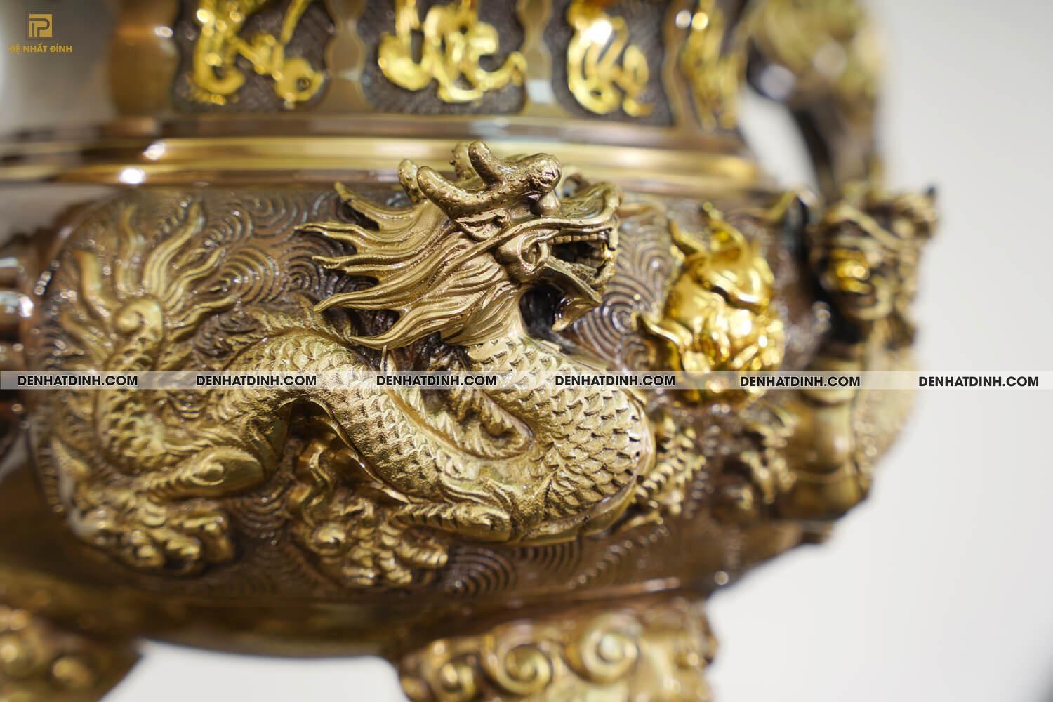 Bộ Ngũ Sự Họa Tiết Song Long Chầu Nguyệt & Nắp Cuốn Thư Cao 57cm - 65cm - Ảnh 7