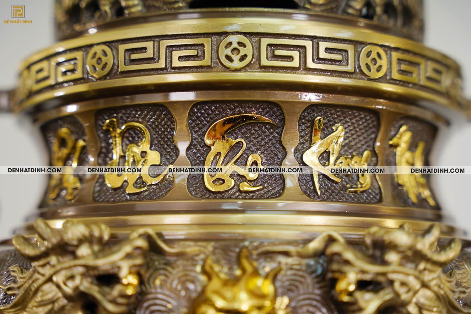 Bộ Ngũ Sự Họa Tiết Song Long Chầu Nguyệt & Nắp Cuốn Thư Cao 57cm - 65cm - Ảnh 8