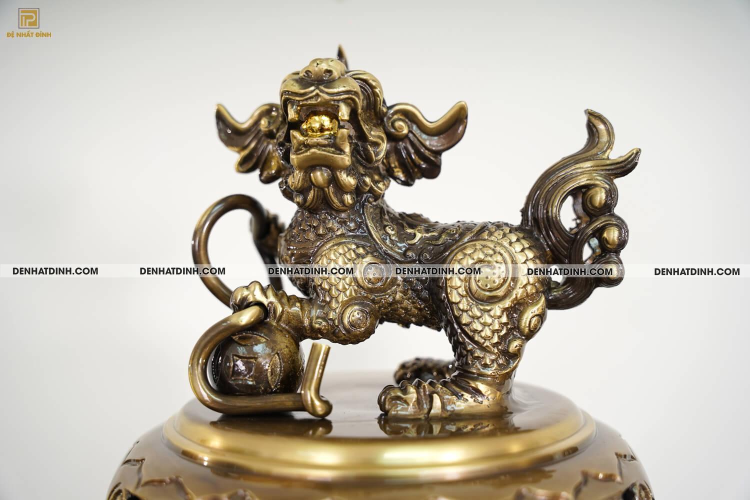 Bộ Ngũ Sự Họa Tiết Song Long Chầu Nguyệt & Nắp Cuốn Thư Cao 57cm - 65cm - Ảnh 9