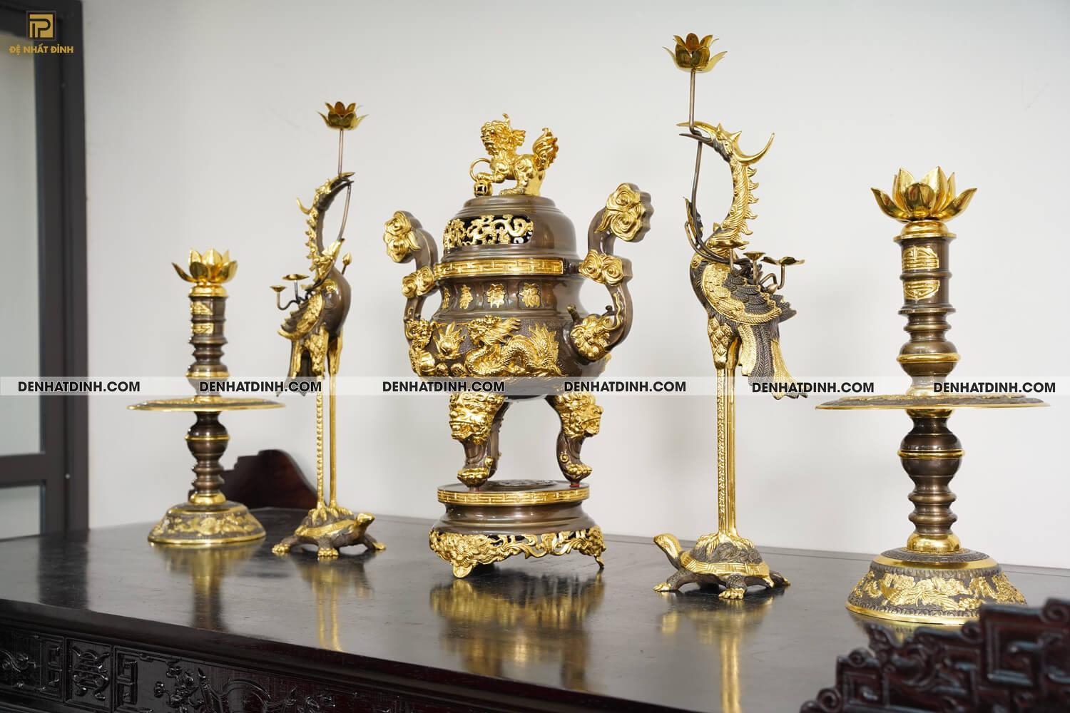 Bộ ngũ sự song long 65 mẫu 3 dát vàng điểm - Ảnh 4