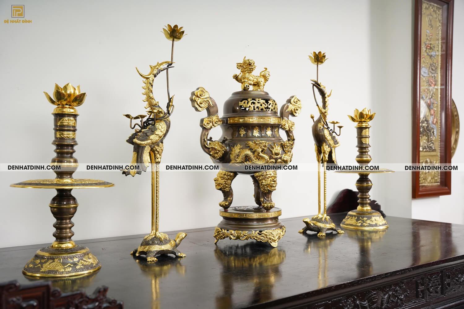 Bộ ngũ sự song long 65 mẫu 3 dát vàng điểm - Ảnh 3