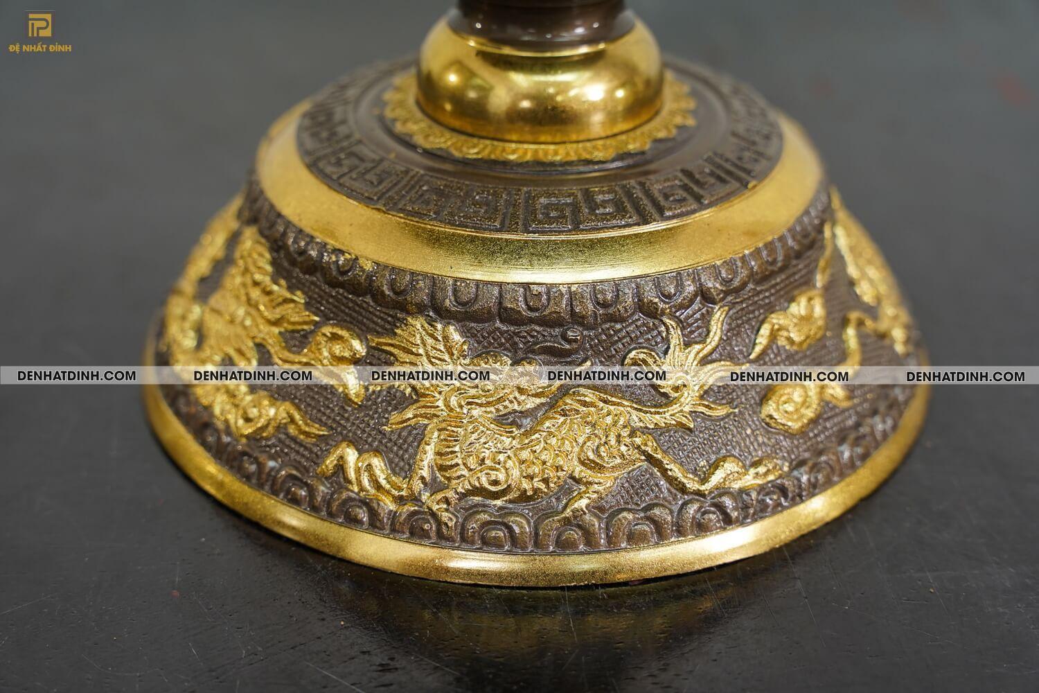 Bộ đỉnh thờ bằng đồng Ngũ sự Song Long dát vàng điểm 24k - Ảnh 17