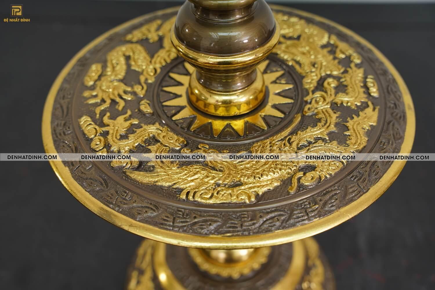 Bộ đỉnh thờ bằng đồng Ngũ sự Song Long dát vàng điểm 24k - Ảnh 16