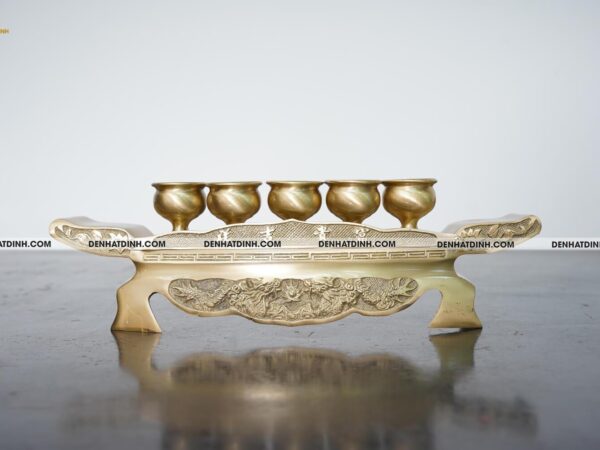 Khay chén 5 màu vàng mộc đồng catut