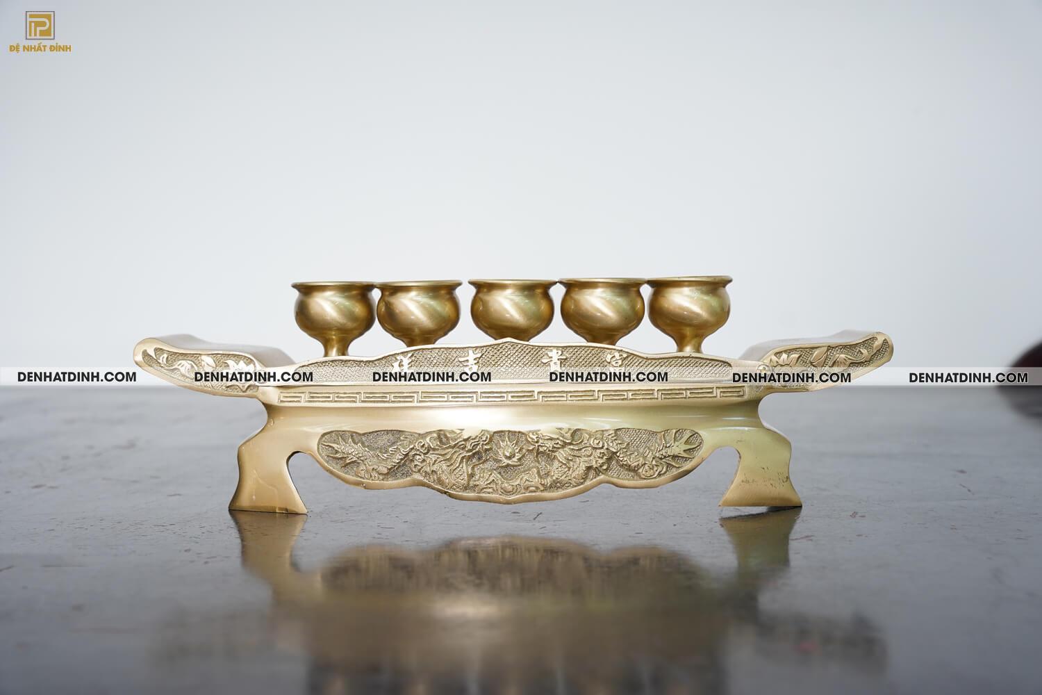 Khay chén 5 màu vàng mộc đồng catut