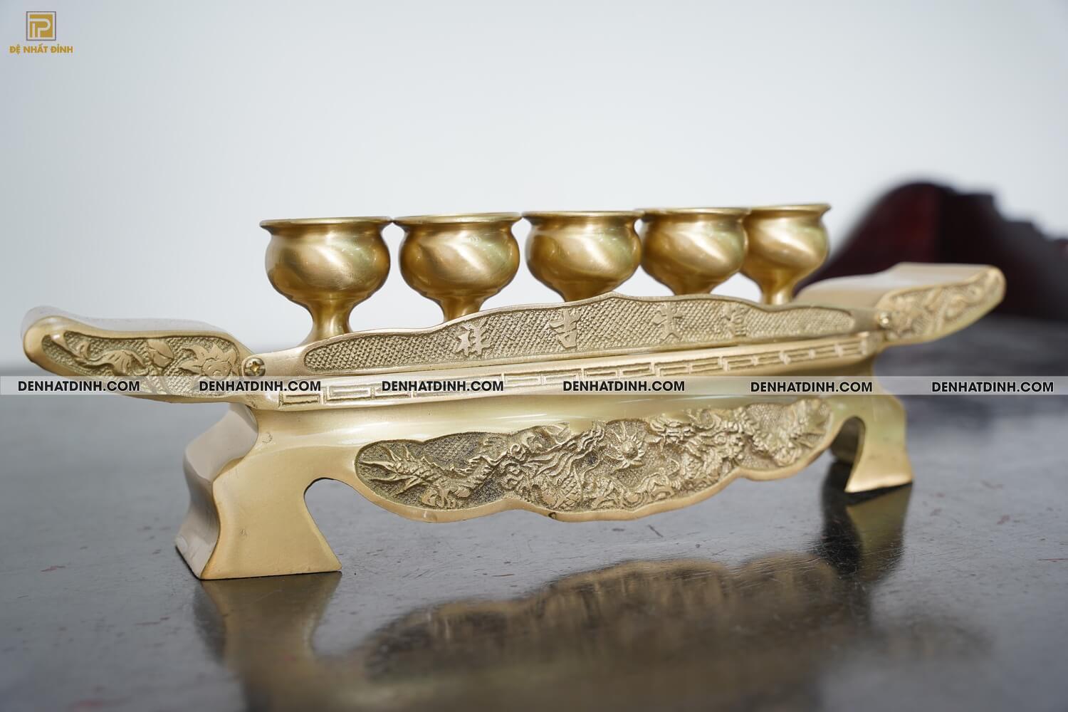 Khay chén 5 màu vàng mộc đồng catut - Ảnh 2