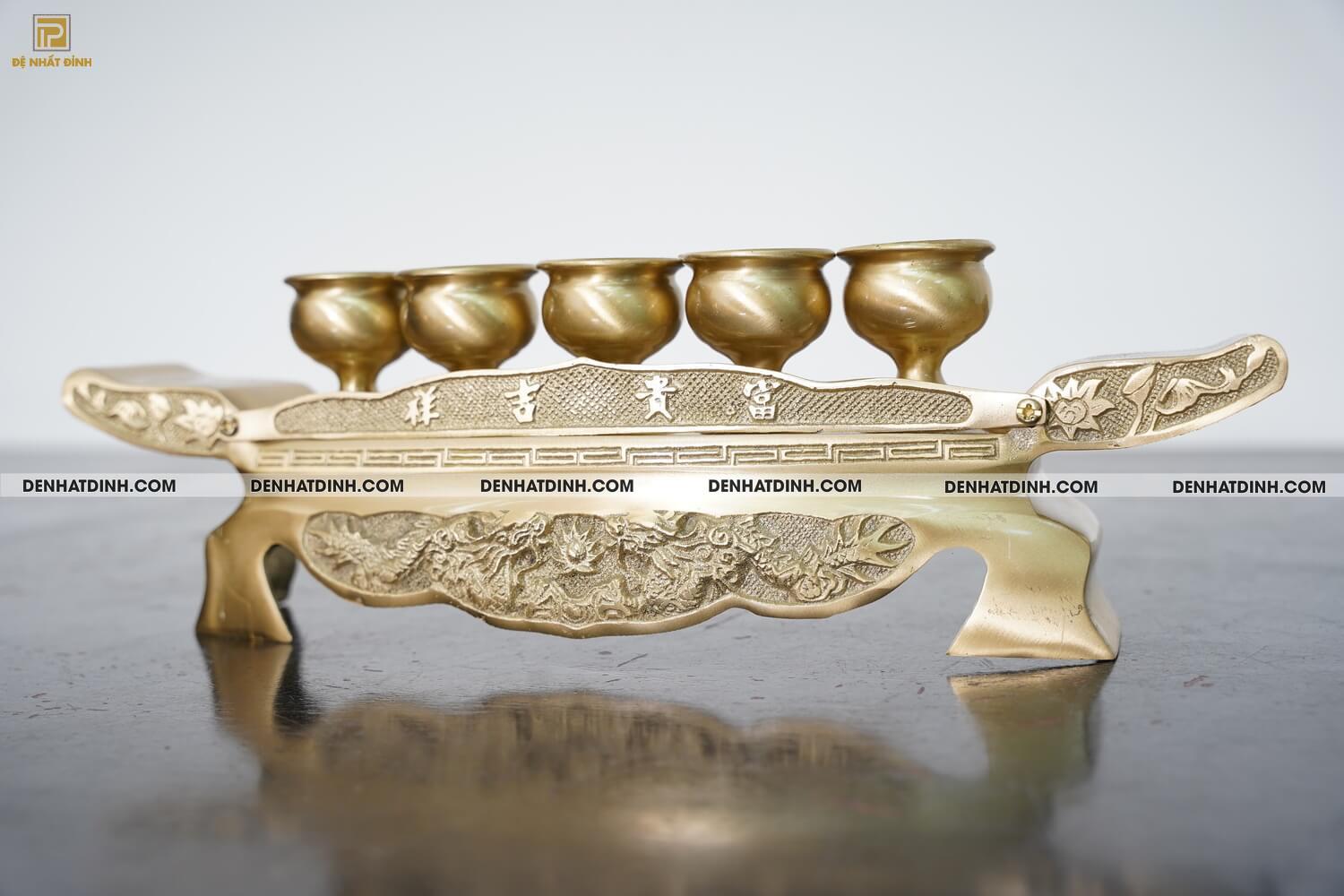 Khay chén 5 màu vàng mộc đồng catut - Ảnh 3