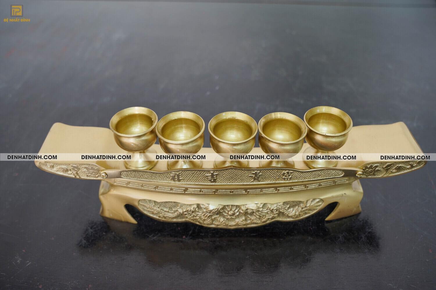 Khay chén 5 màu vàng mộc đồng catut - Ảnh 6