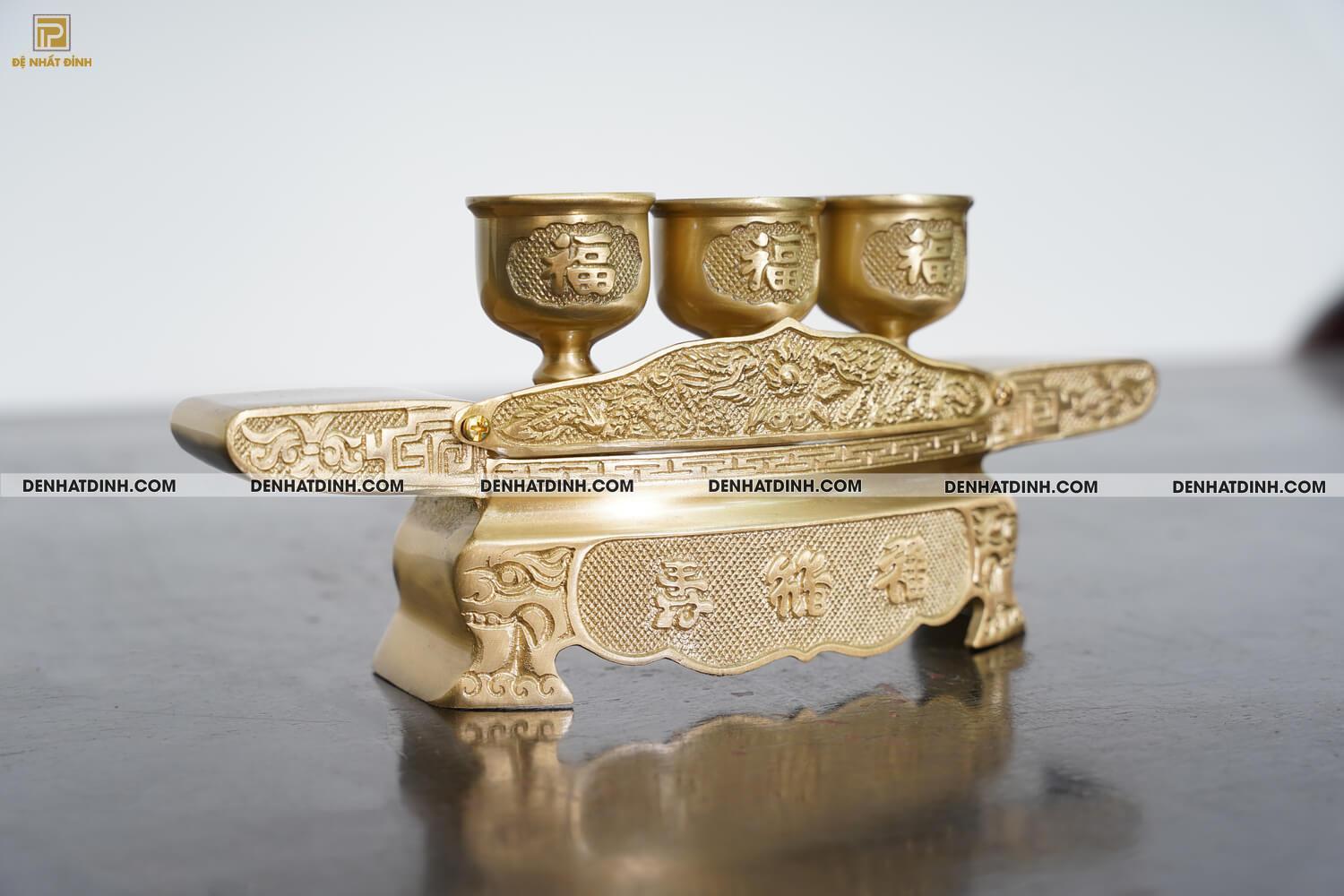 Khay chén 3 màu vàng mộc đồng catut - Ảnh 8