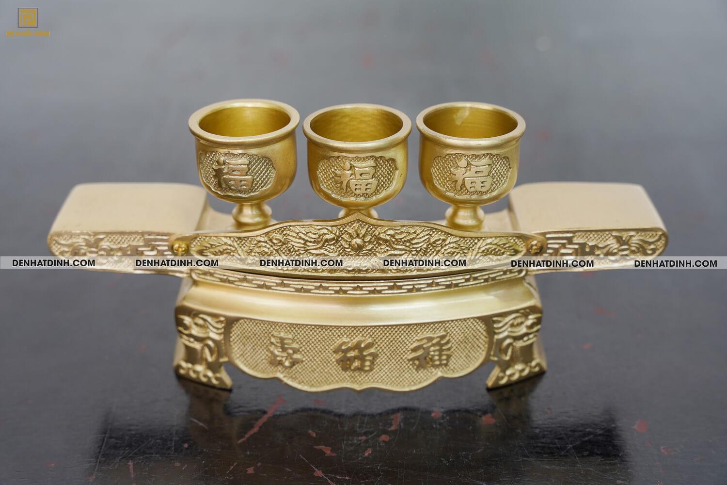 Khay chén 3 màu vàng mộc đồng catut - Ảnh 2