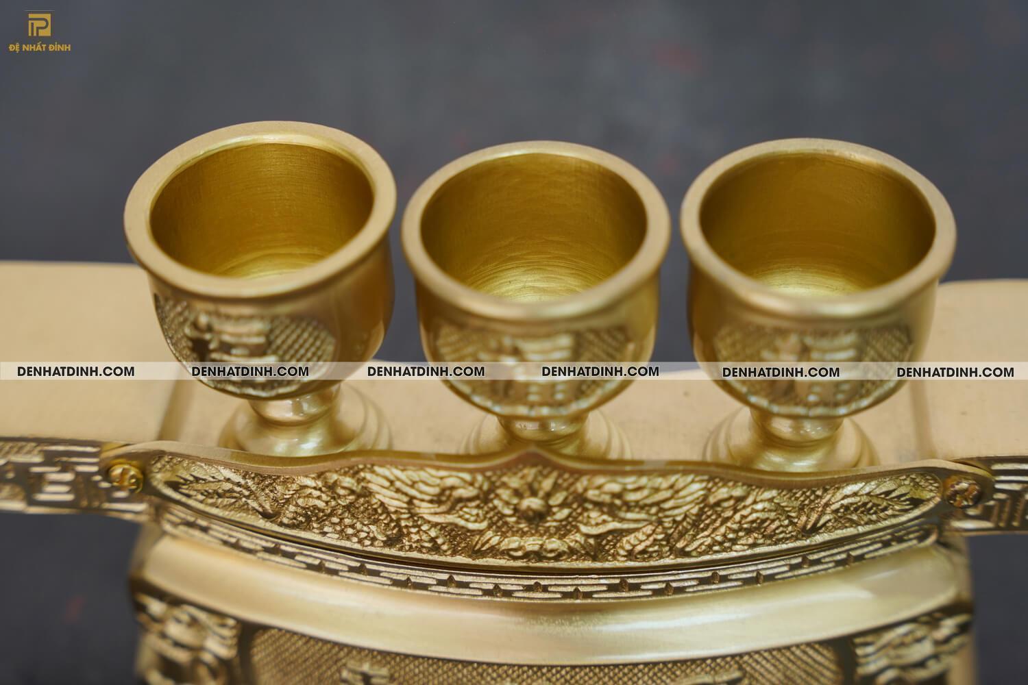 Khay chén 3 màu vàng mộc đồng catut - Ảnh 4