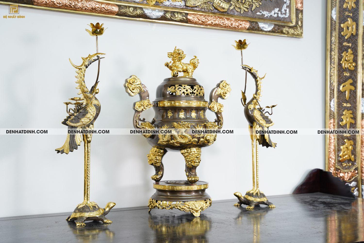 Bộ Tam sự Hạc Song Long 65 mẫu 3 dát vàng điểm 36kg - Ảnh 2