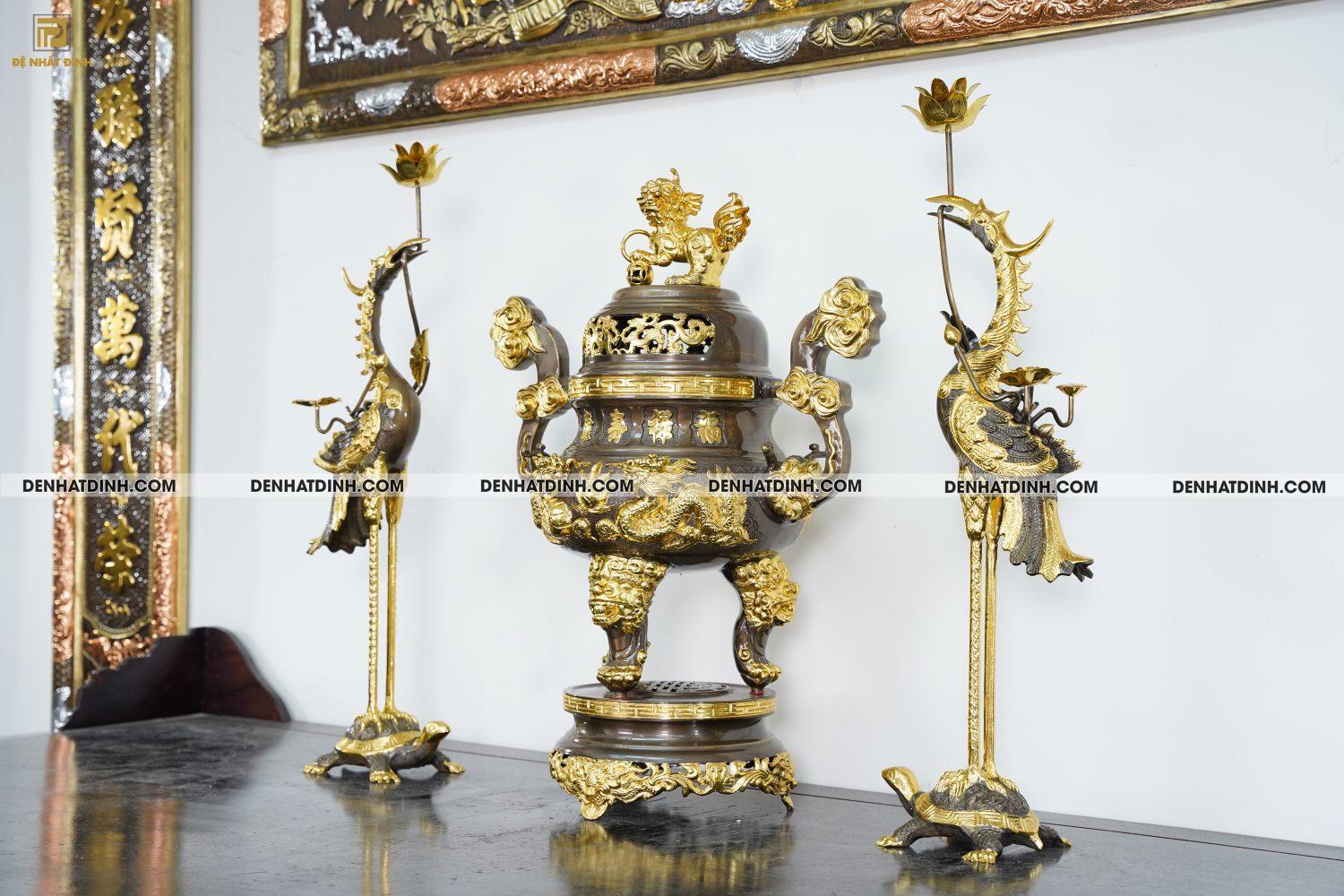 Bộ Tam sự Hạc Song Long 65 mẫu 3 dát vàng điểm 36kg - Ảnh 3