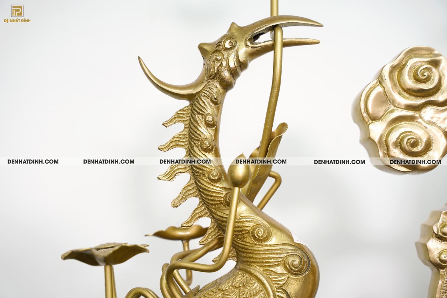 Bộ đỉnh đồng ngũ sự Song Long Tứ Linh Phụng Gia Tiên 65cm - Màu đồng Catut - Ảnh 11