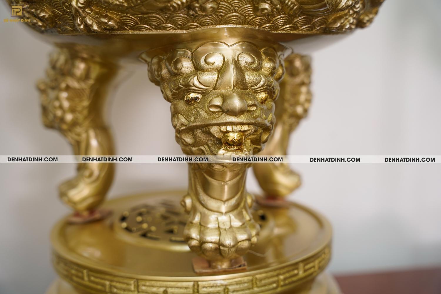 Bộ đỉnh đồng ngũ sự Song Long Tứ Linh Phụng Gia Tiên 65cm - Màu đồng Catut - Ảnh 7