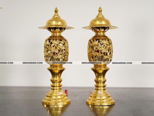 Đèn thờ điện dát vàng 24k cao 42cm, 44cm, 52cm, 57cm