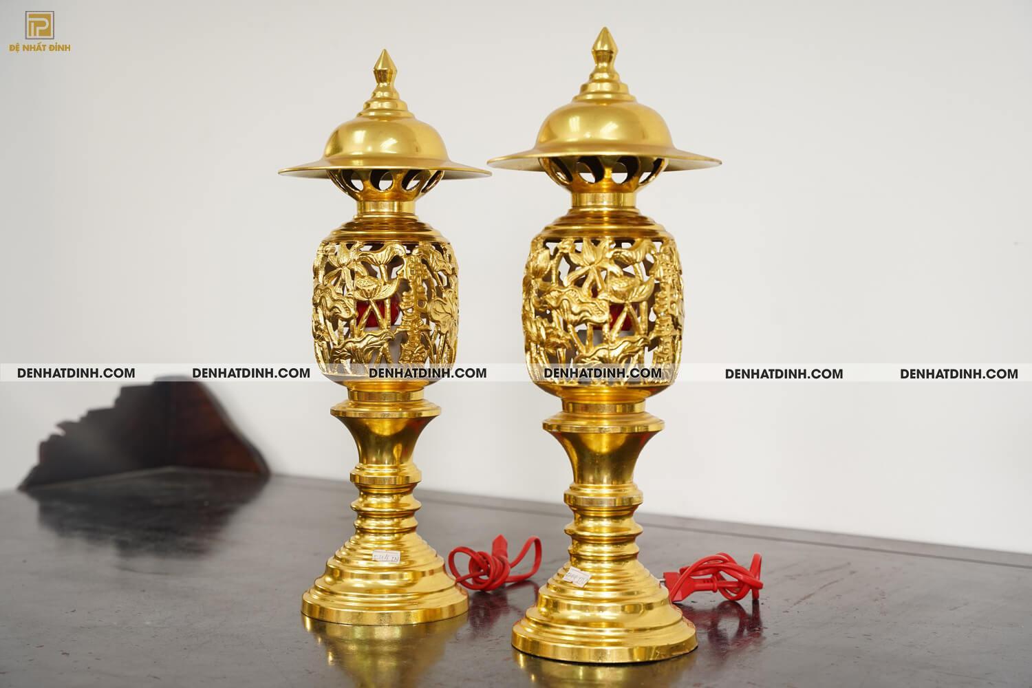Đèn thờ điện dát vàng 24k cao 42cm, 44cm, 52cm, 57cm - Ảnh 3