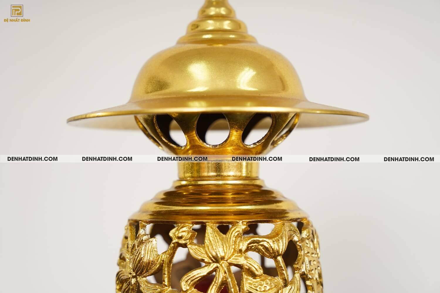 Đèn thờ điện dát vàng 24k cao 42cm, 44cm, 52cm, 57cm - Ảnh 5