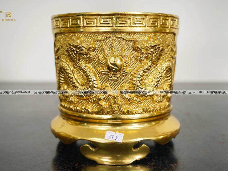 Bát hương bằng đồng Catut dát vàng toàn bộ đường kính từ 14cm đến 35cm