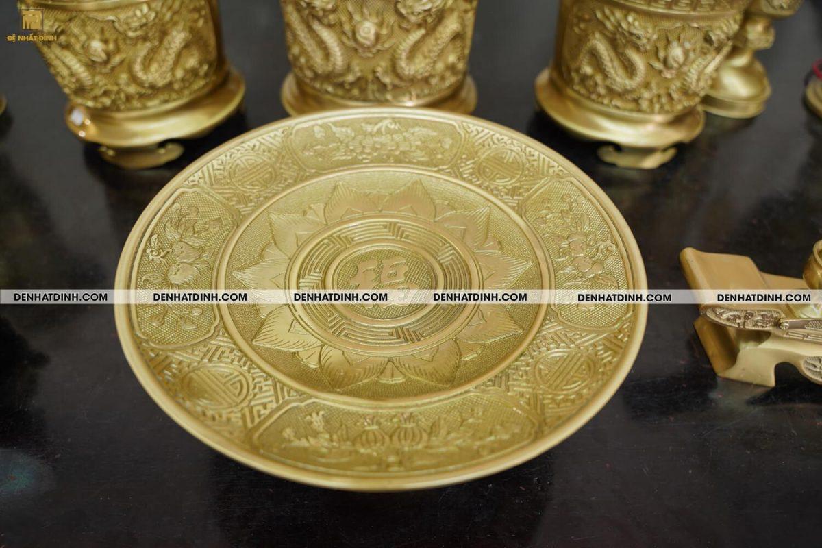 Bộ đỉnh thờ đầy đủ gồm đỉnh đồng song long 65cm 36kg mẫu 3 màu đồng mộc cùng phụ kiện đầy đủ - Ảnh 8