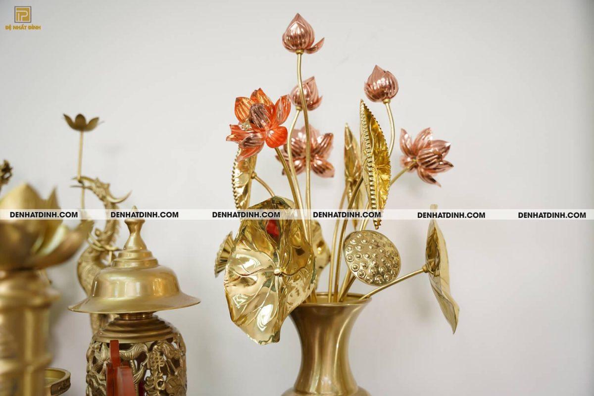 Bộ đỉnh thờ đầy đủ gồm đỉnh đồng song long 65cm 36kg mẫu 3 màu đồng mộc cùng phụ kiện đầy đủ - Ảnh 3