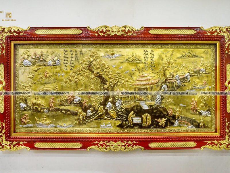 Tranh đồng quê dát vàng khung đục 1M2*2M3