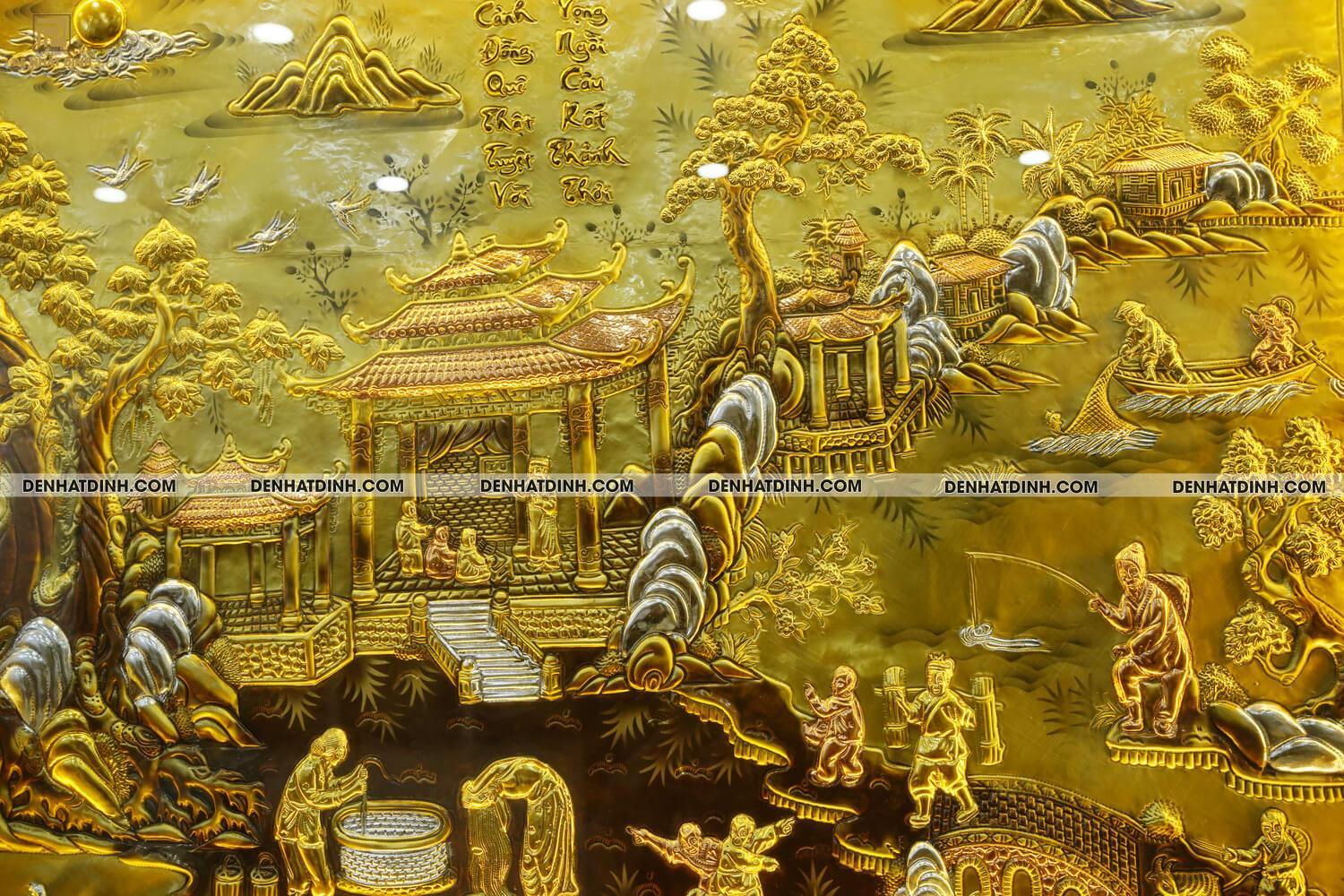 Tranh đồng quê dát vàng khung đục 1M2*2M3 - Ảnh 7