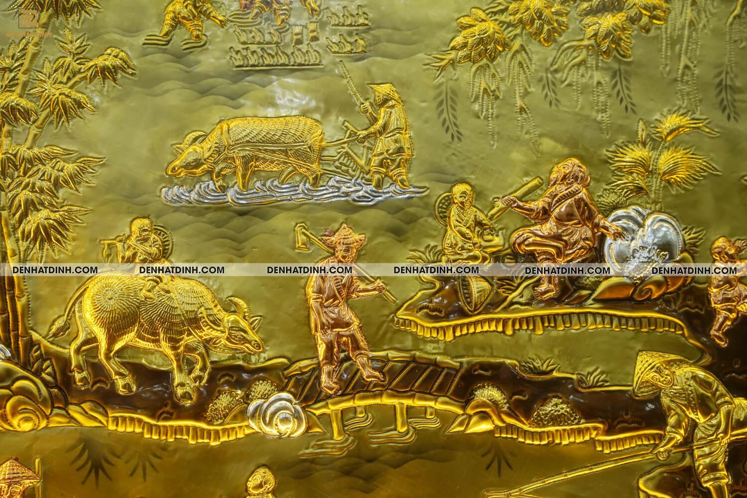 Tranh đồng quê dát vàng khung đục 1M2*2M3 - Ảnh 5