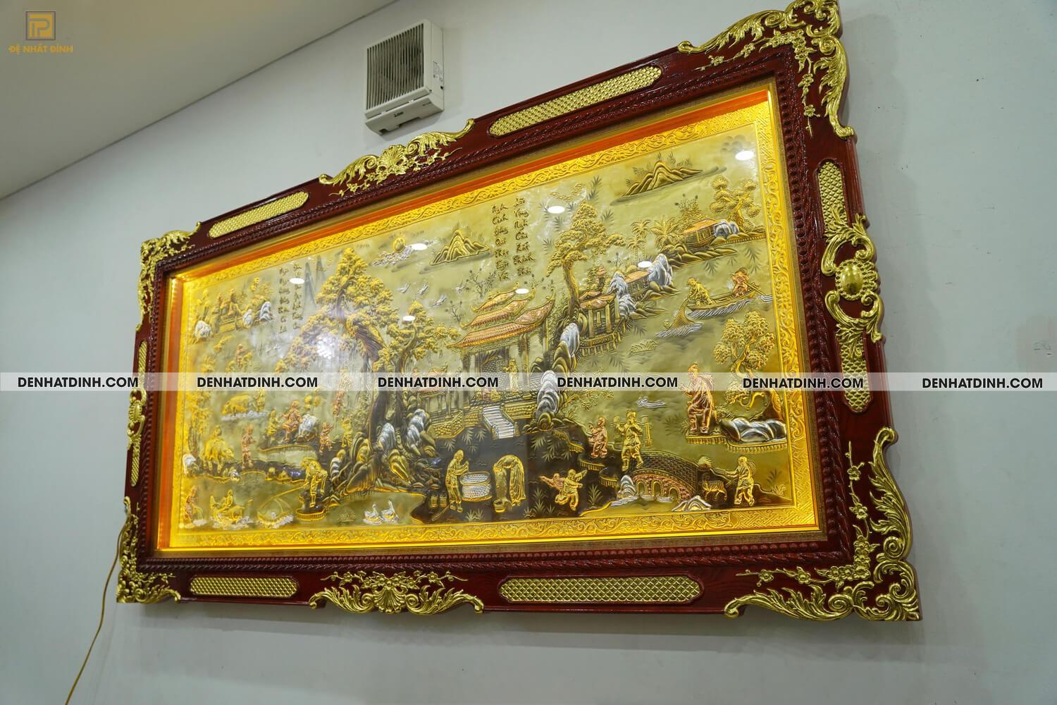 Tranh đồng quê dát vàng khung đục 1M2*2M3 - Ảnh 2