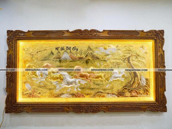 Bức tranh đồng Mã đáo thành công kích thước 1m2 x  2m3 khảm tam khí khung gỗ sồi Nga