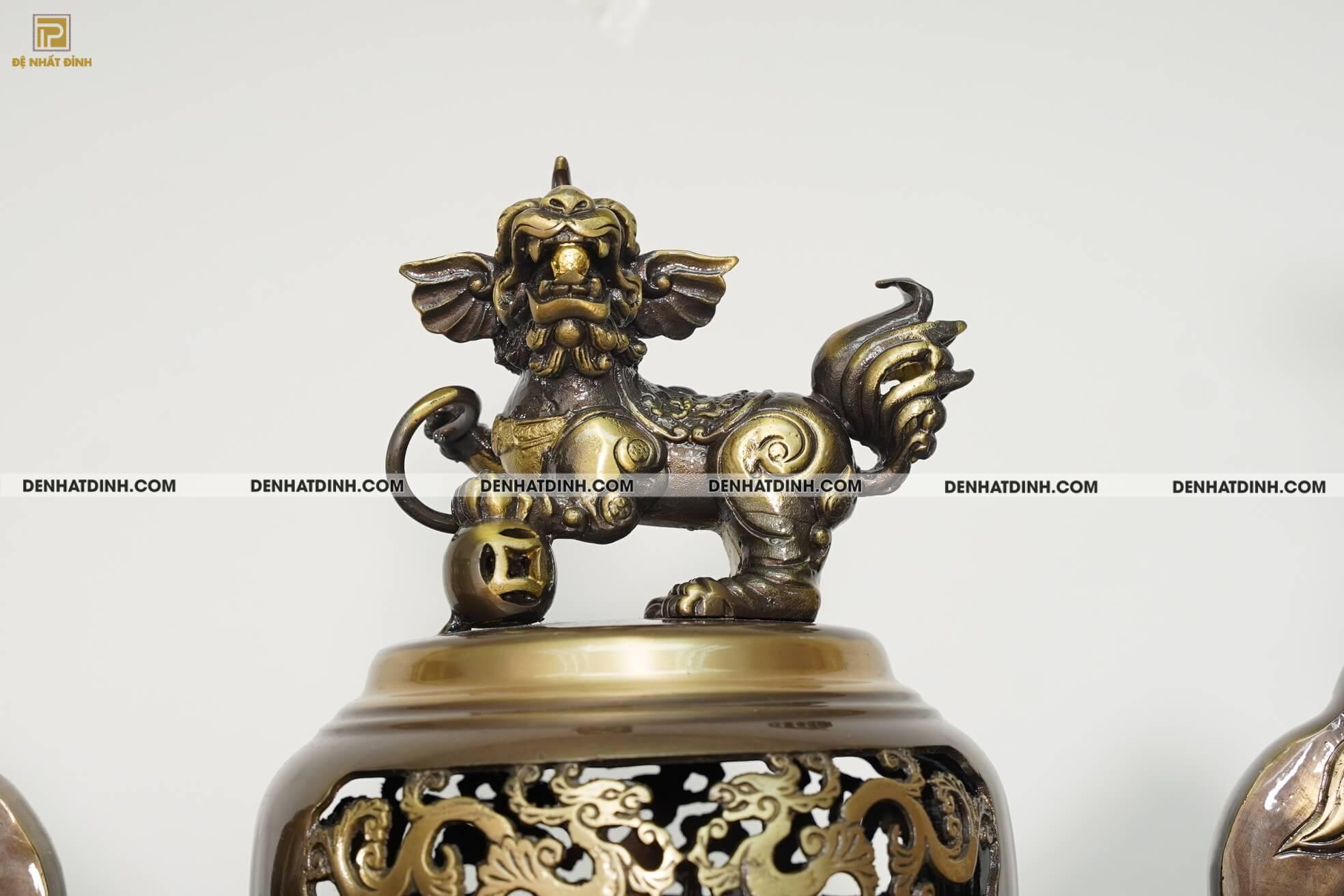 Bộ đỉnh thờ Ngũ Sự Song Long 5 chữ Hán màu công nghệ - Ảnh 6