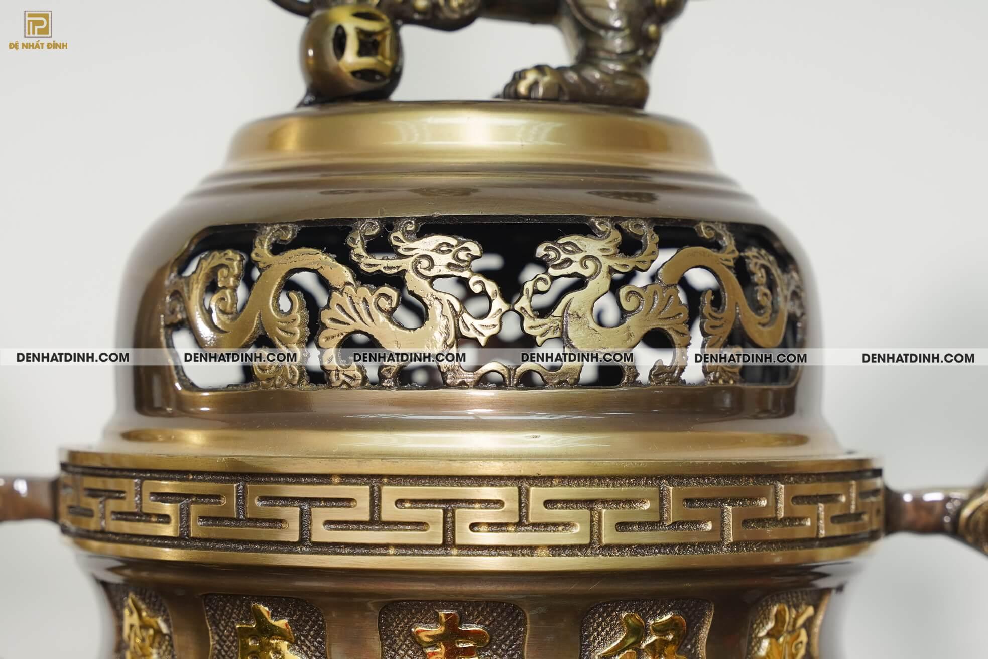 Bộ đỉnh thờ Ngũ Sự Song Long 5 chữ Hán màu công nghệ - Ảnh 9