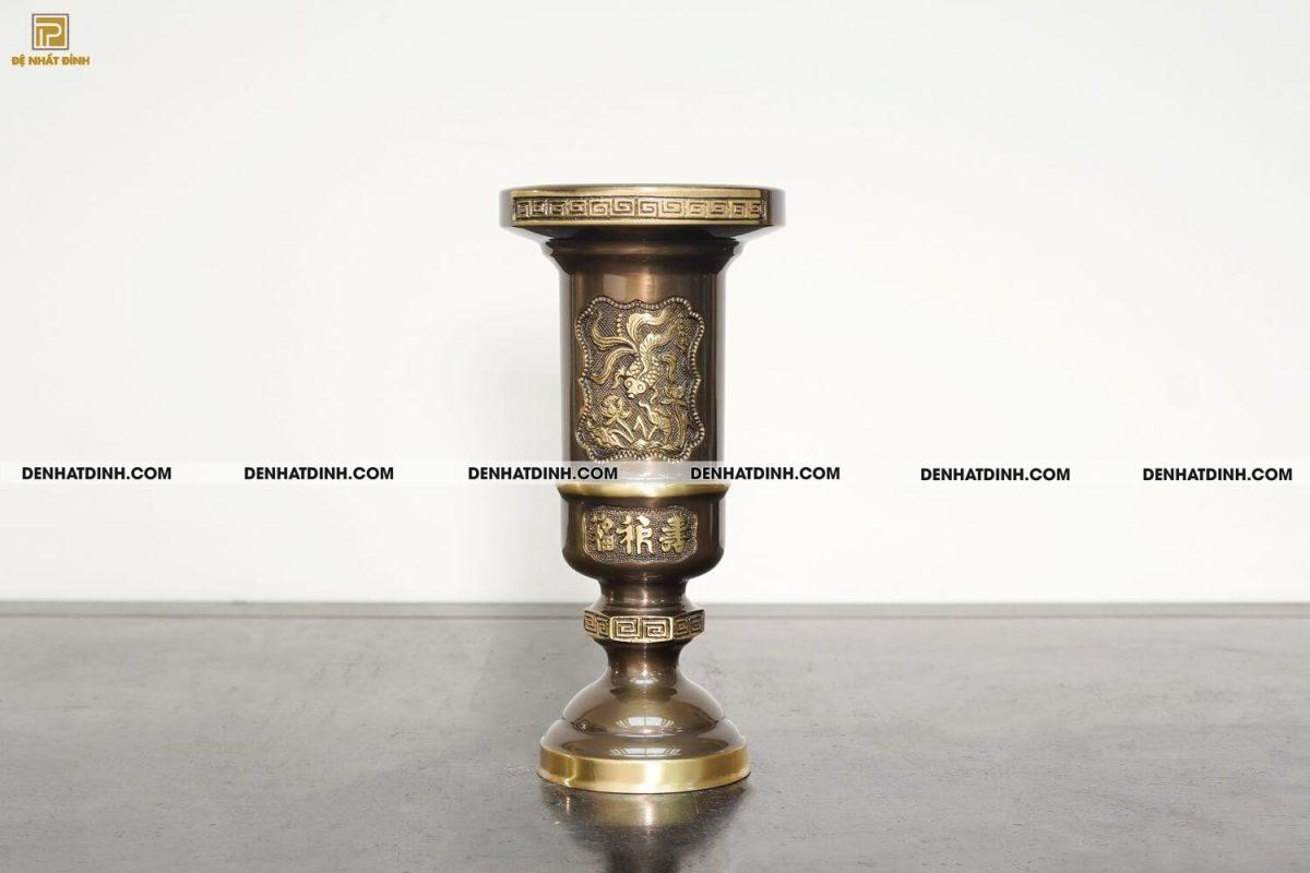 Ống hương bằng đồng cattut cao 30cm màu hun cổ