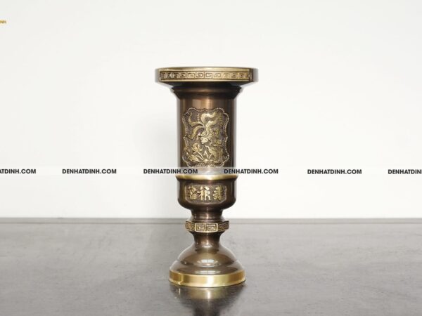 Ống hương bằng đồng cattut cao 30cm màu hun cổ