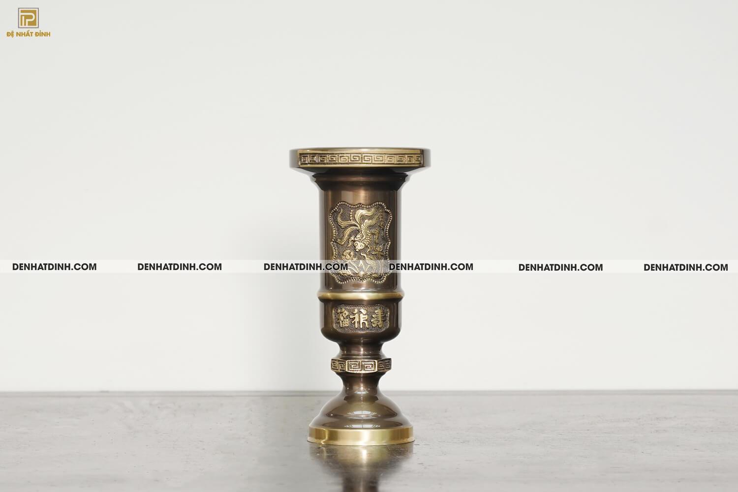 Ống hương bằng đồng cattut cao 25 màu hun cổ