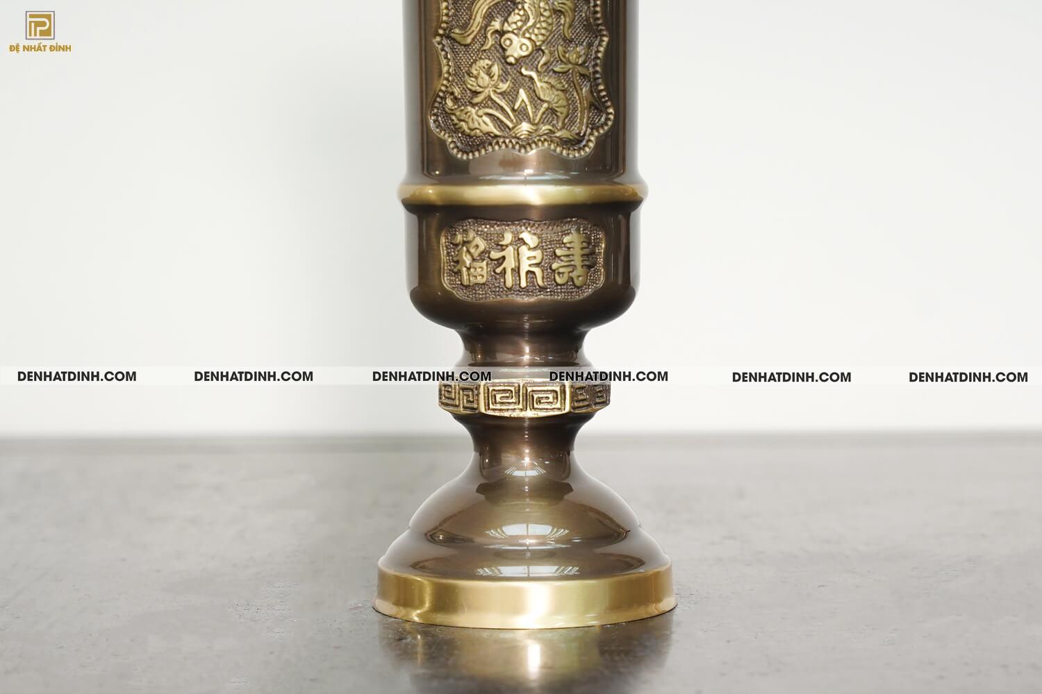 Ống hương bằng đồng cattut cao 25 màu hun cổ - Ảnh 6