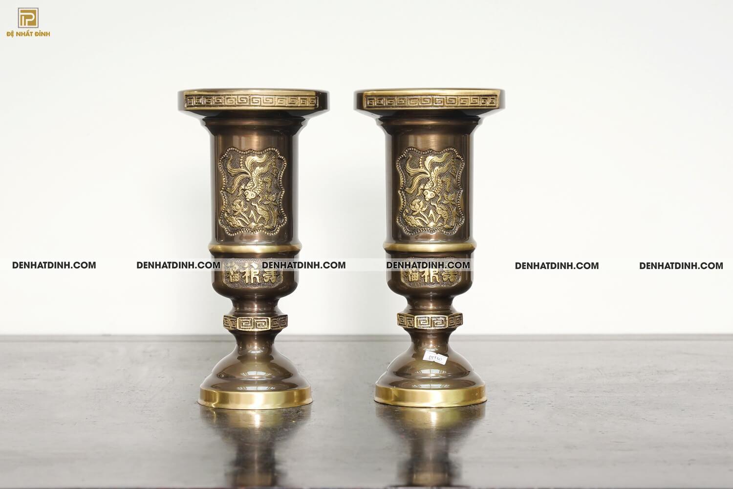 Ống hương bằng đồng cattut cao 25 màu hun cổ - Ảnh 3