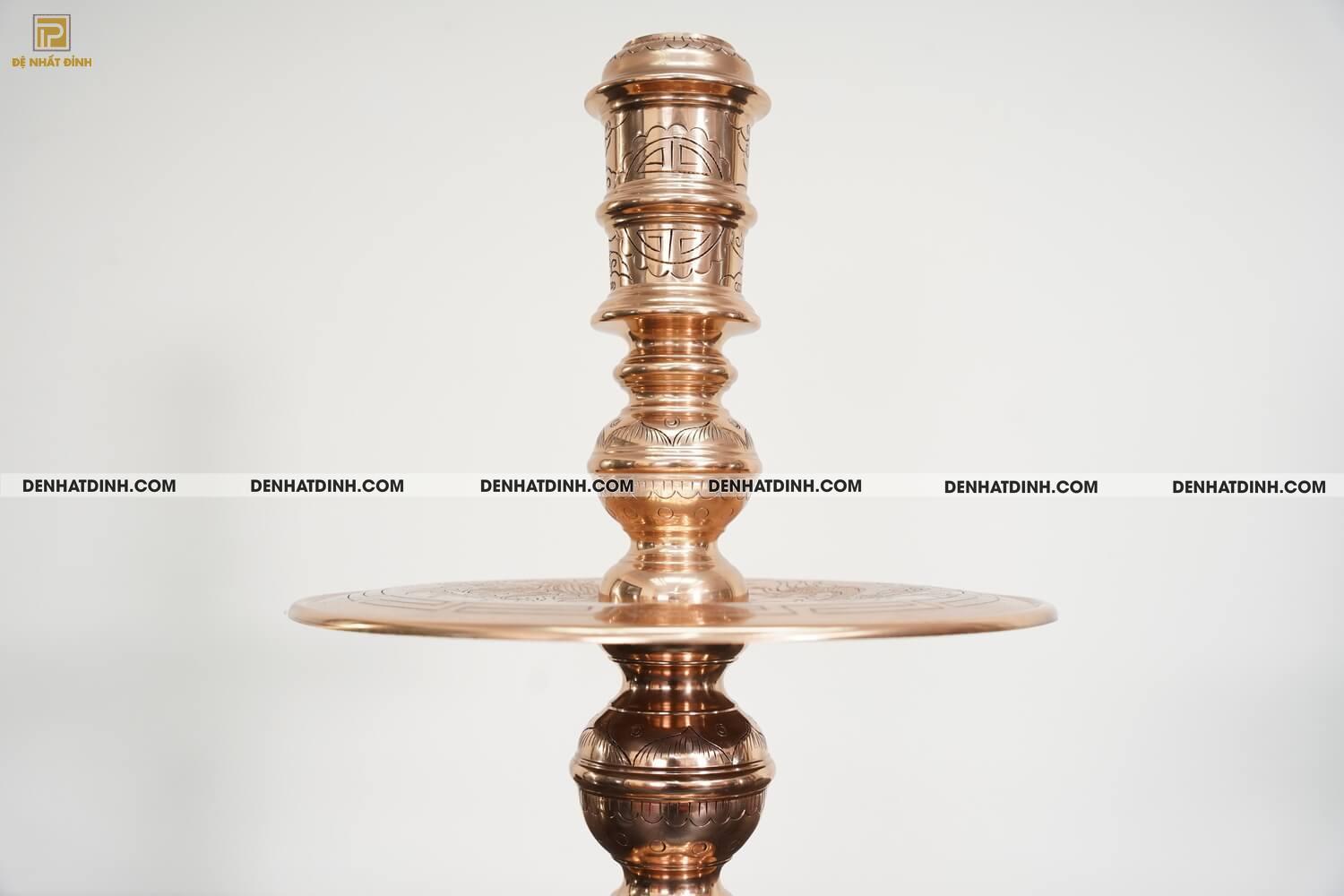 Bộ đỉnh thờ bằng đồng đỏ tam sự Nến hoa sòi cao 70cm - Ảnh 17