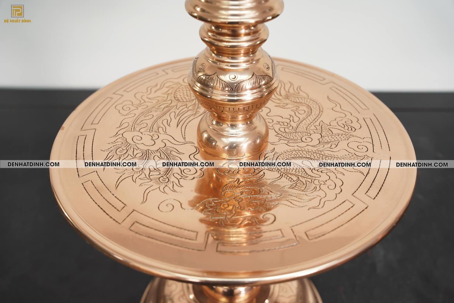 Bộ đỉnh thờ bằng đồng đỏ tam sự Nến hoa sòi cao 70cm - Ảnh 16