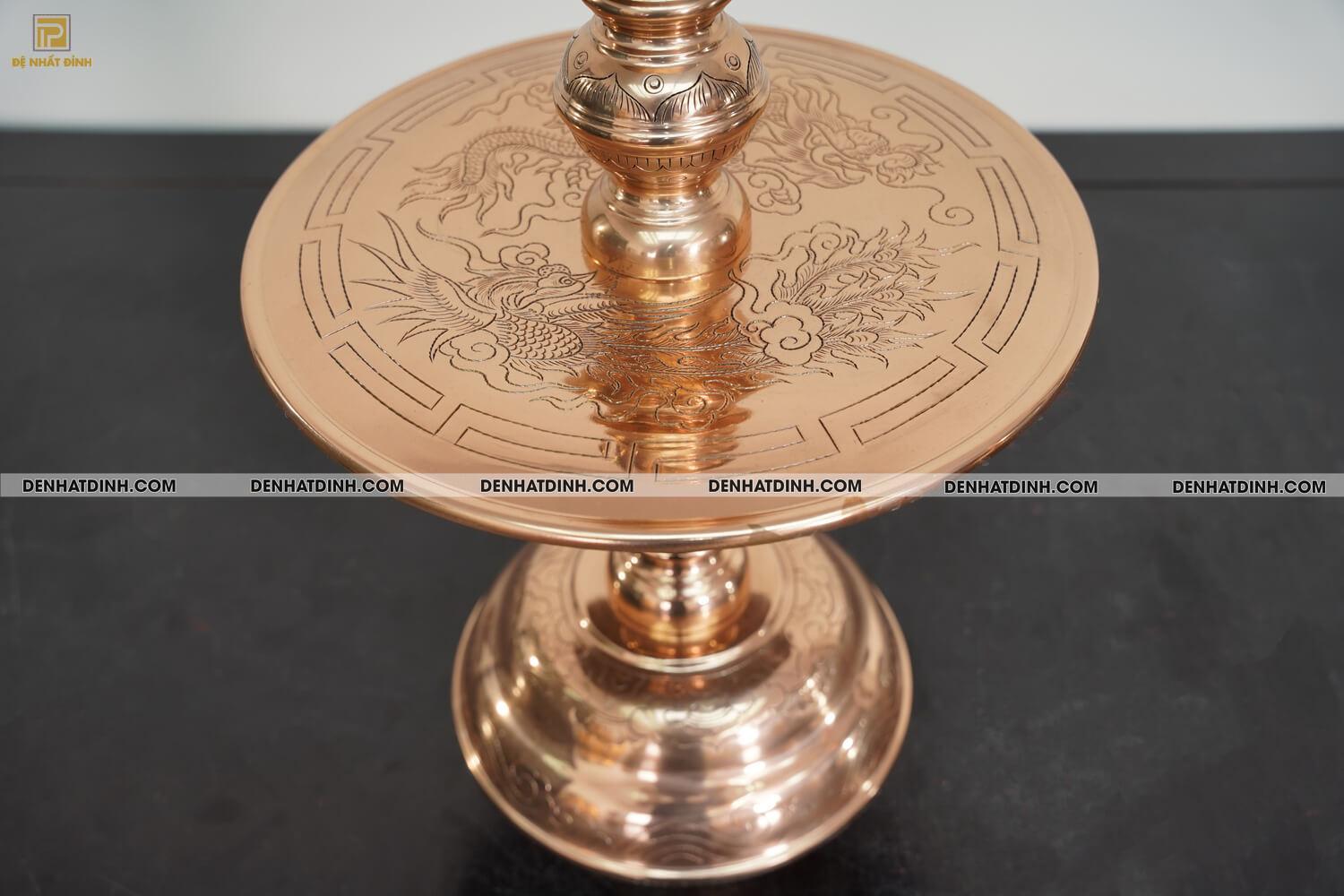 Bộ đỉnh thờ bằng đồng đỏ tam sự Nến hoa sòi cao 70cm - Ảnh 18