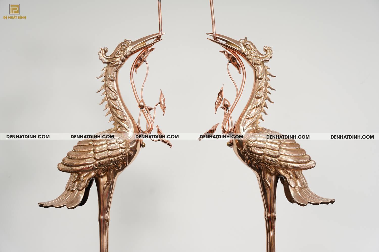 Bộ đỉnh thờ bằng đồng đỏ tam sự Nến hoa sòi cao 70cm - Ảnh 11